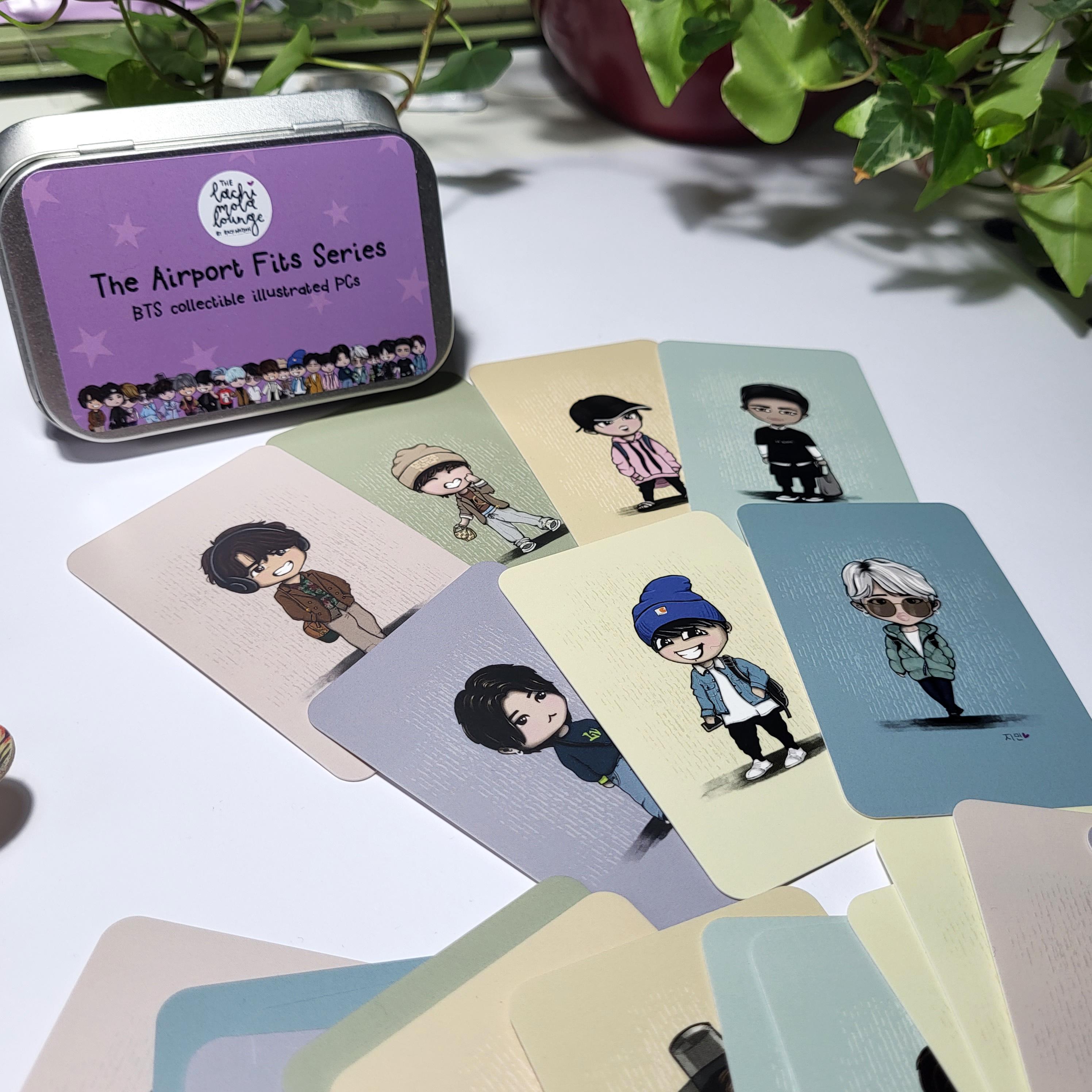 BTS Airport Fits Photocards - Bangtan Chibi Art Collectibles, ARMY