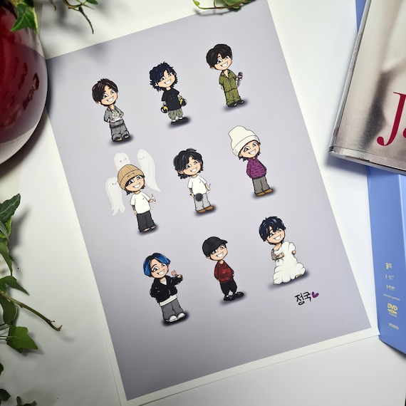 Jungkook Lives Print, Cute JK Print, BTS Cute Art Print, Jeon