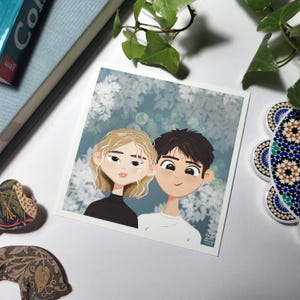 OLEANDER autorstwa Scarlette Drake, wydruk artystyczny pary z kreskówki Cas i Jude, oryginalna ilustracja, postacie z książek queer