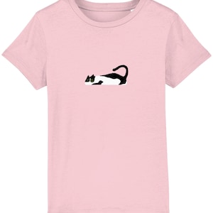 Badger Cat, kids' organic cotton luxe crew tshirt, kids' cat gifts, organic cotton mad cat tee, pouncing cat t-shirt