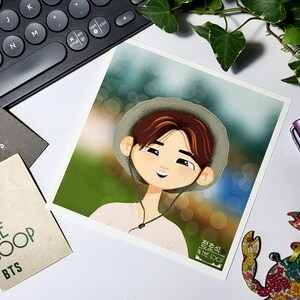 Impresión artística de BTS In The Soop Hobi, retrato de JHope, ilustración de dibujos animados original de Bangtan Sonyeondan Kpop