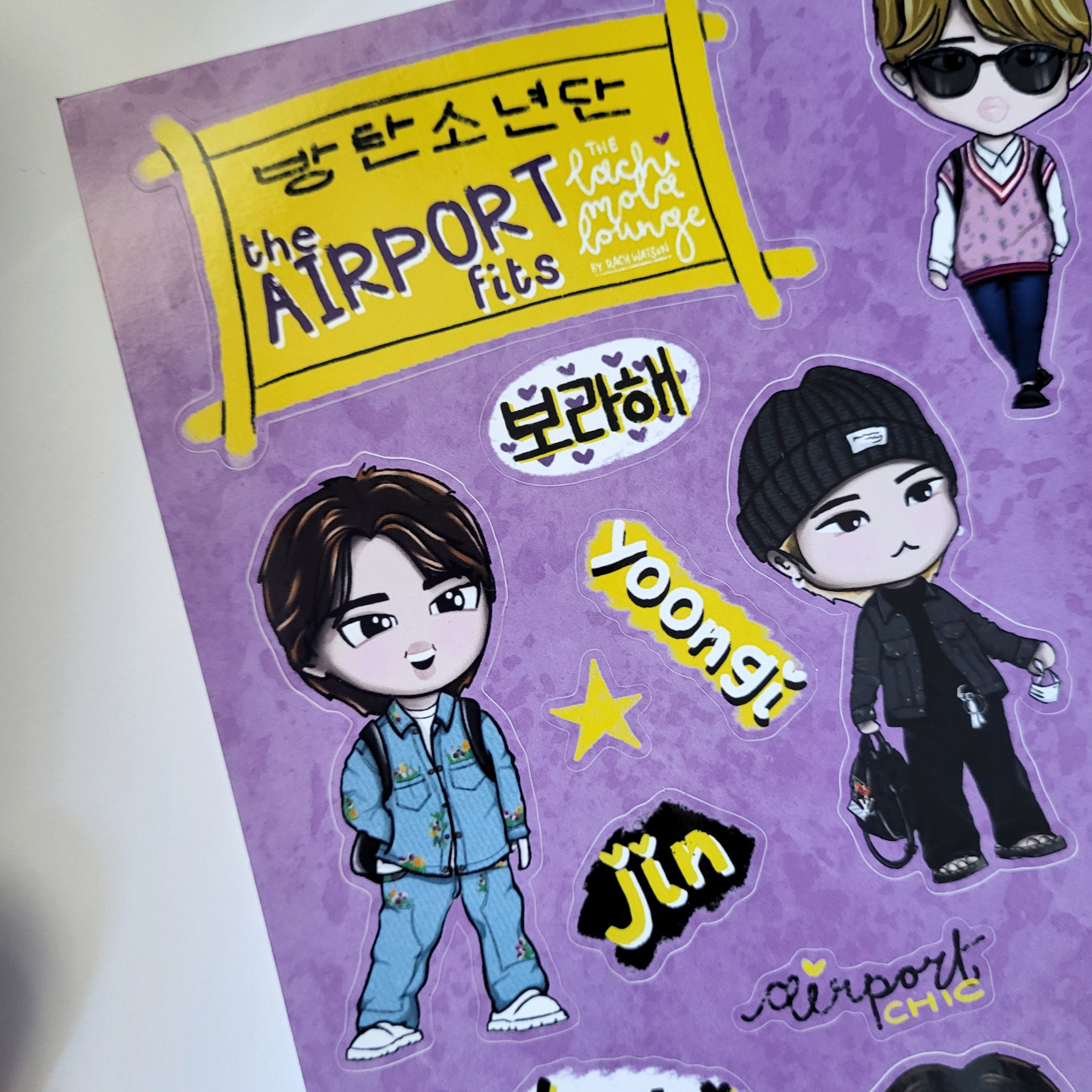 Airport Fits BTS Chibi Sticker Sheet, Kpop Journaling, Bangtan ...