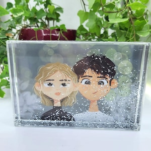 OLEANDER autorstwa Scarlett Drake Caspien & Jude 6x4" brokatowy blok akrylowy shaker