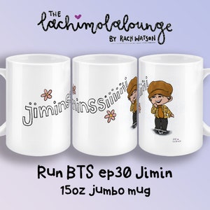 Jimin Run BTS ep30 Becher, BTS-Fan Geschenk, Jiminssi Merch, 15 Unzen weiße Jumbo Keramik Chibi Bangtan Becher