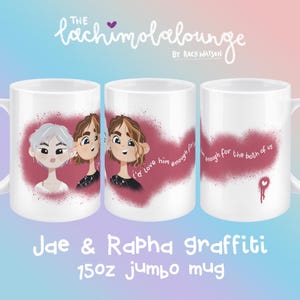 HAMARTIA autorstwa Scarlett Drake Jae i Rapha graffiti 15oz jumbo kubek, prezent dla czytelniczki romansów MM