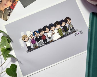 Jungkook Lives Lineup Print, Cute JK Print, BTS Cute Art Print