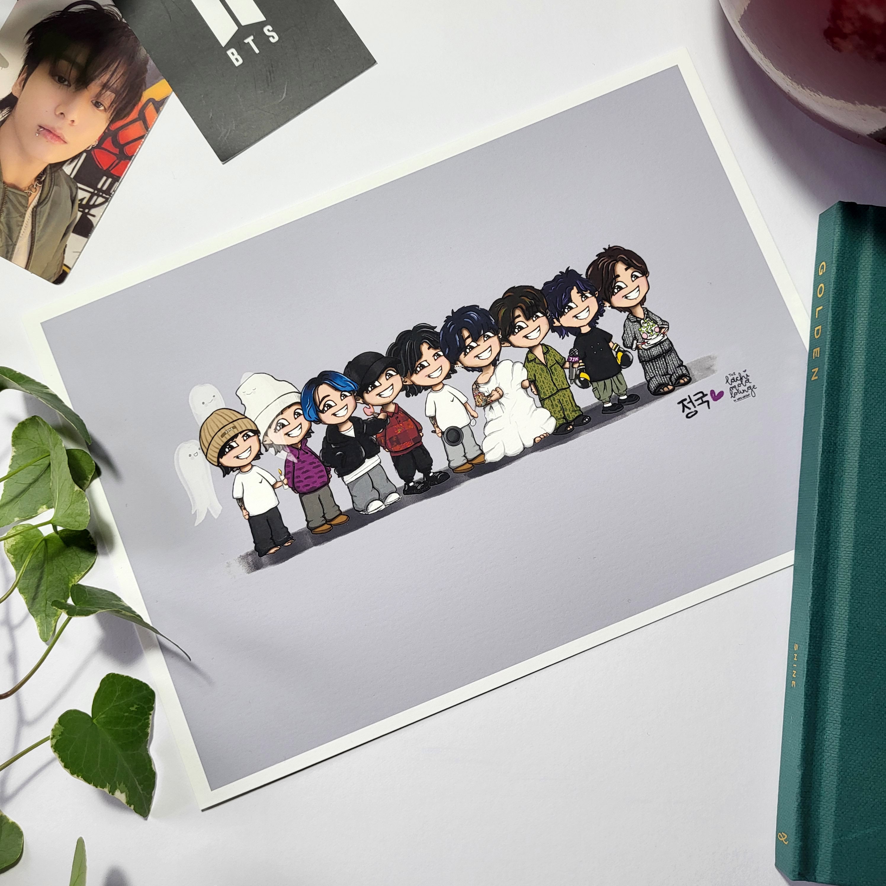 Jungkook Lives Lineup Print, Cute JK Print, BTS Cute Art Print