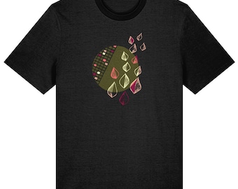 T-shirt geometrica in cotone biologico, maglietta con stampa di cerchi astratti