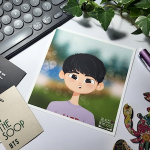 Impresión artística de BTS In The Soop Jin, retrato de Seokjin, ilustración original de dibujos animados del kpop Bangtan Sonyeondan