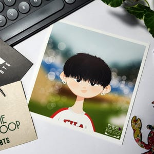 BTS In The Soop Yoongi art print, SUGA portrait, original Bangtan Sonyeondan kpop cartoon illustration