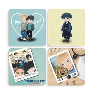 Teach Me K-Pop de Kaenyn King: paquete de 4 posavasos de cartón duro