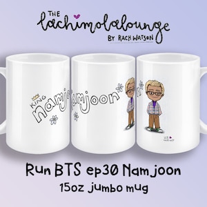 Namjoon Run BTS ep30-mok, BTS-fancadeau, RM-merchandise, 15oz witte keramische chibi Bangtan-jumbomok