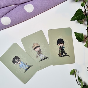 Tarjetas fotográficas ilustradas de BTS coleccionables - Serie Airport Fits - Bias Sets, regalo ARMY