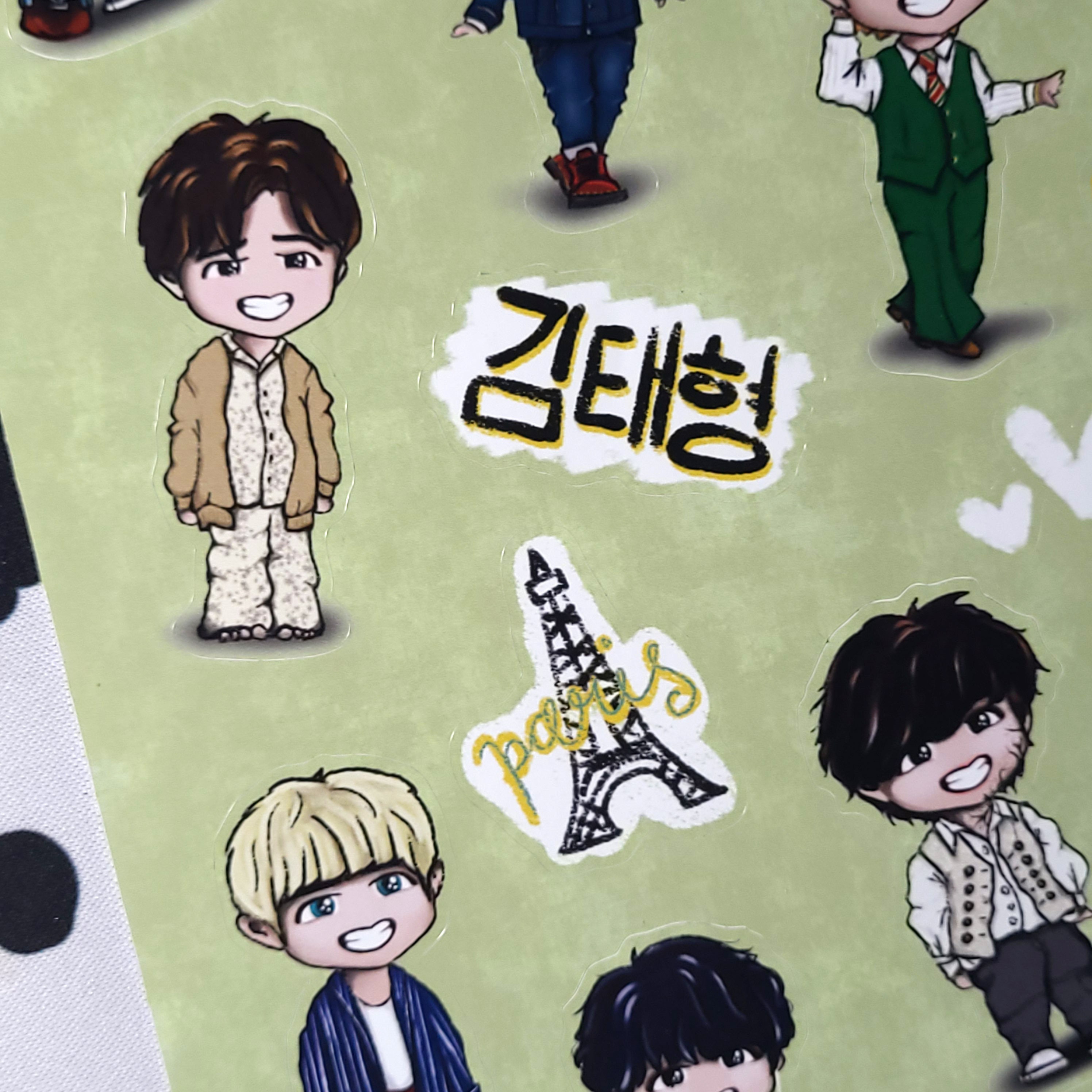 Taehyung Mvs BTS Chibi Sticker Sheet, Kpop Journaling, Bangtan