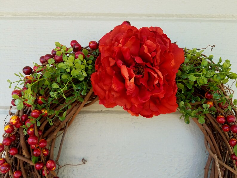 Berry Wreath-Rustic Christmas Wreath-Fall Wreath-Front Door Wreath-Fall Decor-Christmas Decor-Thanksgiving Decor-Grapevine Wreath
