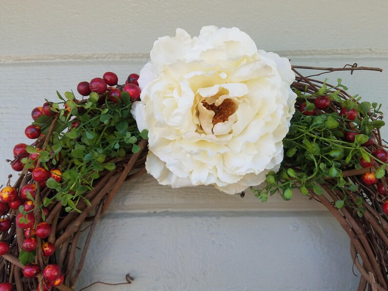 Berry Wreath-Rustic Christmas Wreath-Fall Wreath-Front Door Wreath-Fall Decor-Christmas Decor-Thanksgiving Decor-Grapevine Wreath