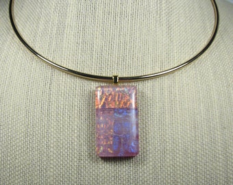 Dichroic Glass Necklace - Omega Style - Pink Patchwork