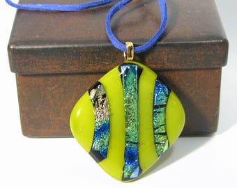 Fused glass necklace - dichroic stripe
