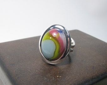 Fused Glass Ring - Pastel adjustable