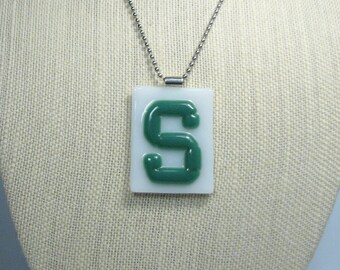 Fused Glass Necklace - MSU Spartan Pride