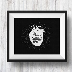 You Are My Heart, Counted Cross Stitch Pattern, PDF Instant Download