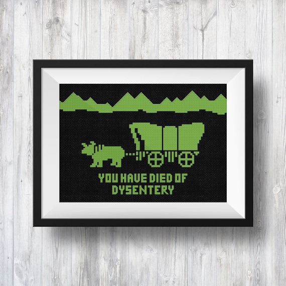 Vintage Oregon Trail Game Funny Fan Art Counted Cross Etsy