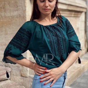 Beautiful  Embroidered blouse Chiffon Shirt for Women Ukrainian Vyshyvanka Ukrainian Style Chic National blouse with Ukrainian ornament