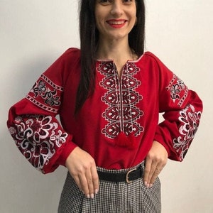 Vyshyvanka Blouse With Flower Design Gorgeous Boho Shirt Ukrainian ...
