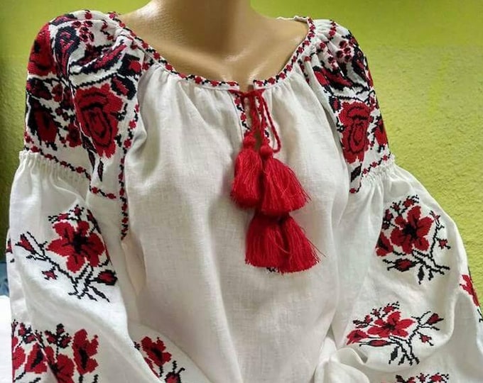Women Summer Artsy Embroidery 100%Cotton Blouse