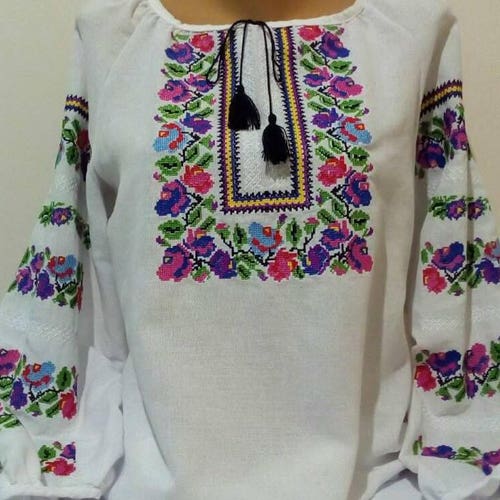 Natural Linen Embroidered Shirt for Women Boho Style - Etsy