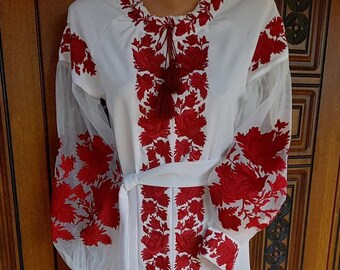 embroidered blanca dress madewell Vintage 80s abstract art drop waist dress main image 1