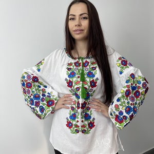 Stylish Embroidered Blouse Flower Embroidery Blouse White - Etsy