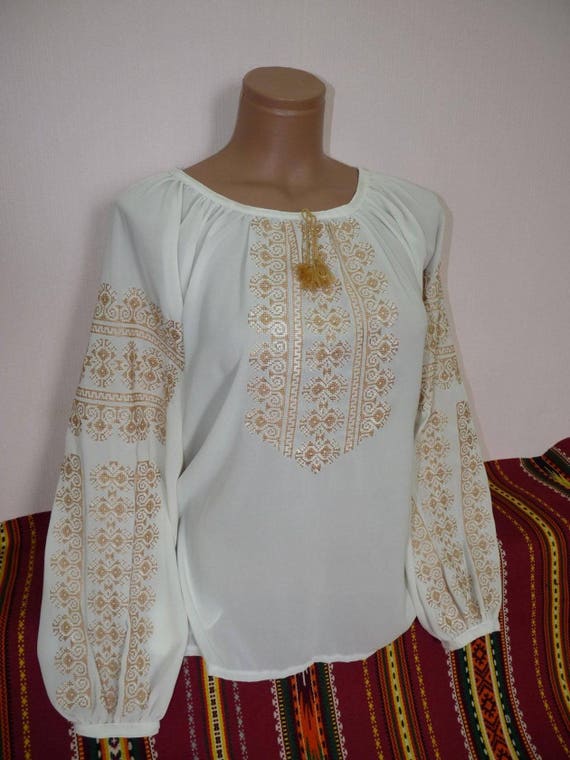 Beautiful Embroidered Blouse Ornament Embroidery Chiffon Shirt | Etsy