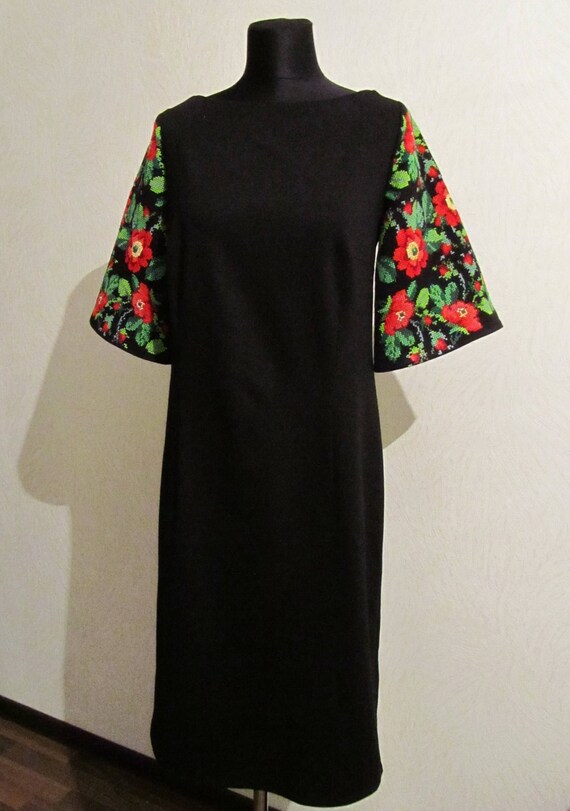 embroidery on black dress