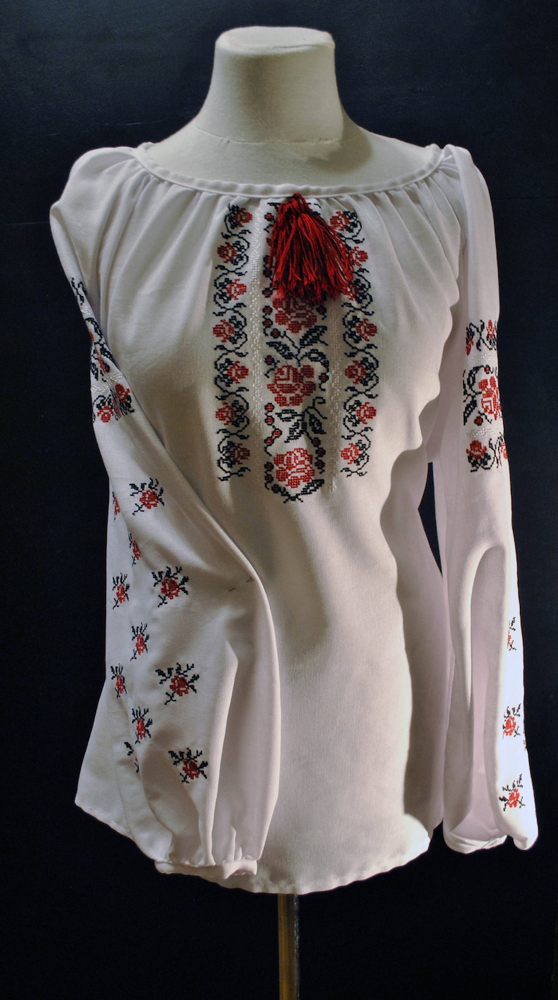 Red Roses Embroidered Blouse Embroidered Shirt for Women Etsy Canada