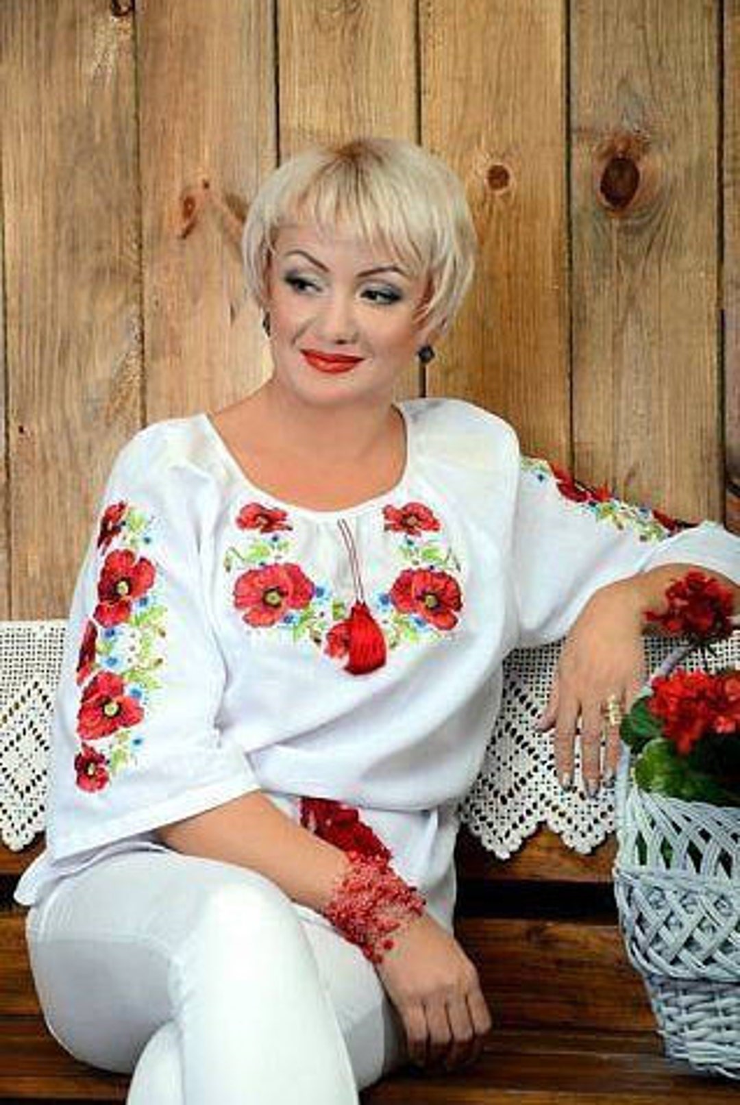 Poppies Blouse Embroidered Blouse Embroidered Shirt From - Etsy