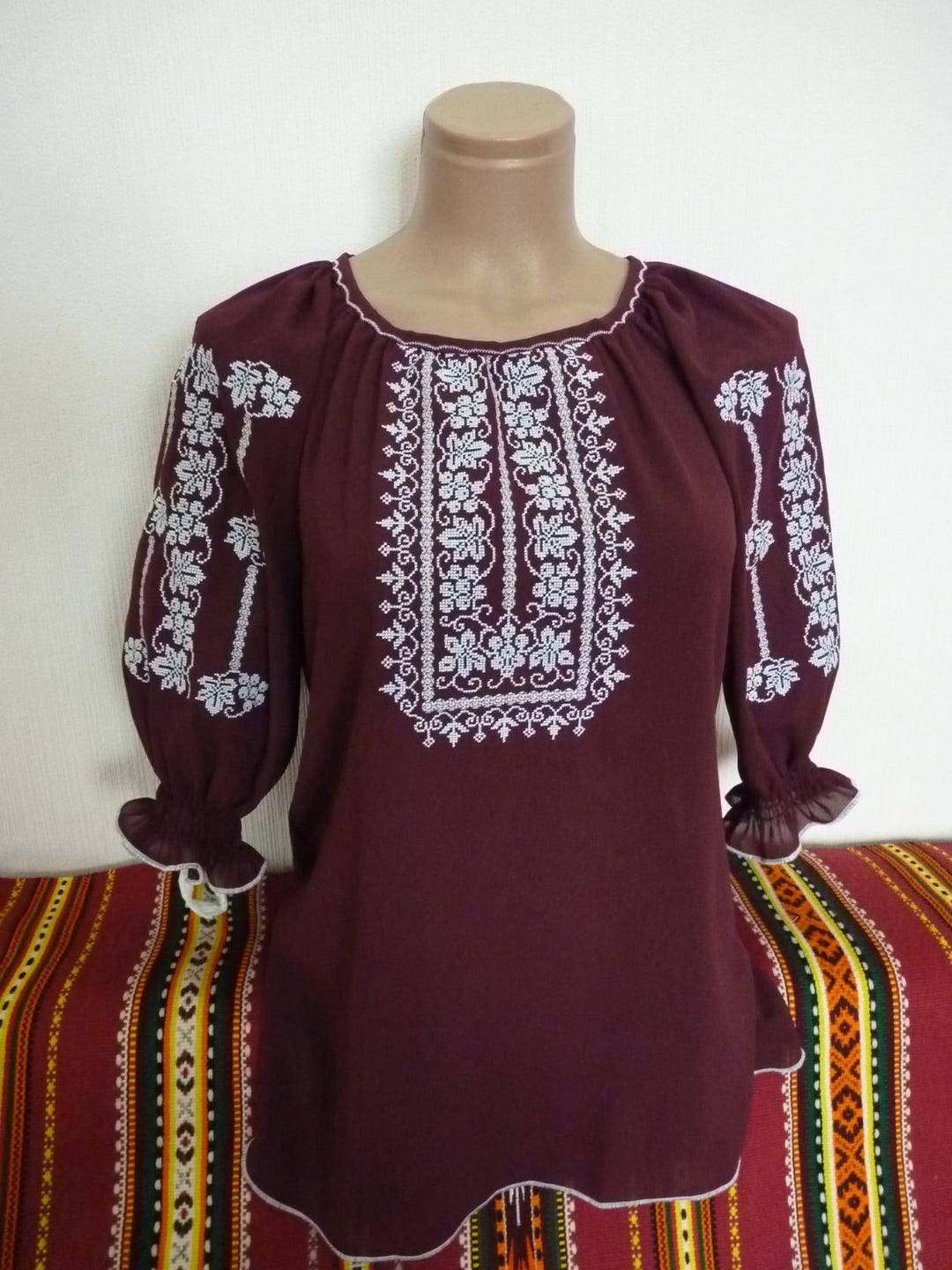 Nice Embroidered Blouse Ornament Embroidery Chiffon Shirt for - Etsy