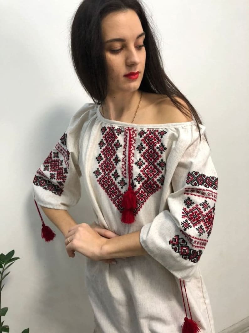 Ukrainian Vyshyvanka hand embroidery dress