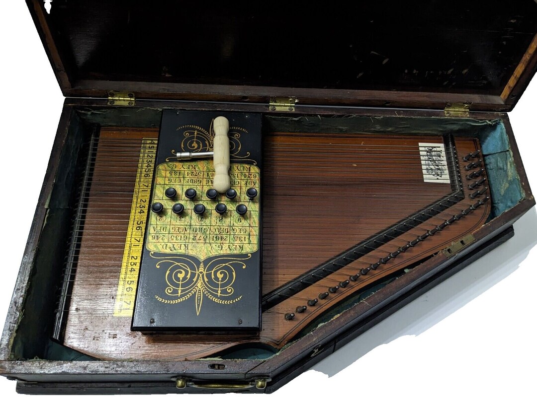 Antique Autoharp Zither Early 1900s Gold Painted Scrolls Etsy
