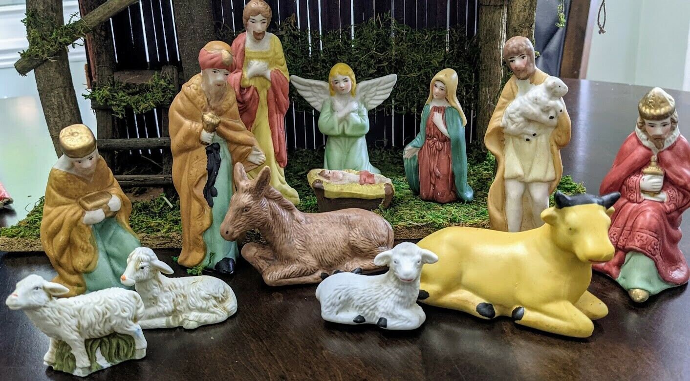 Vintage 11 piezas de cerámica conjunto de natividad con | Etsy