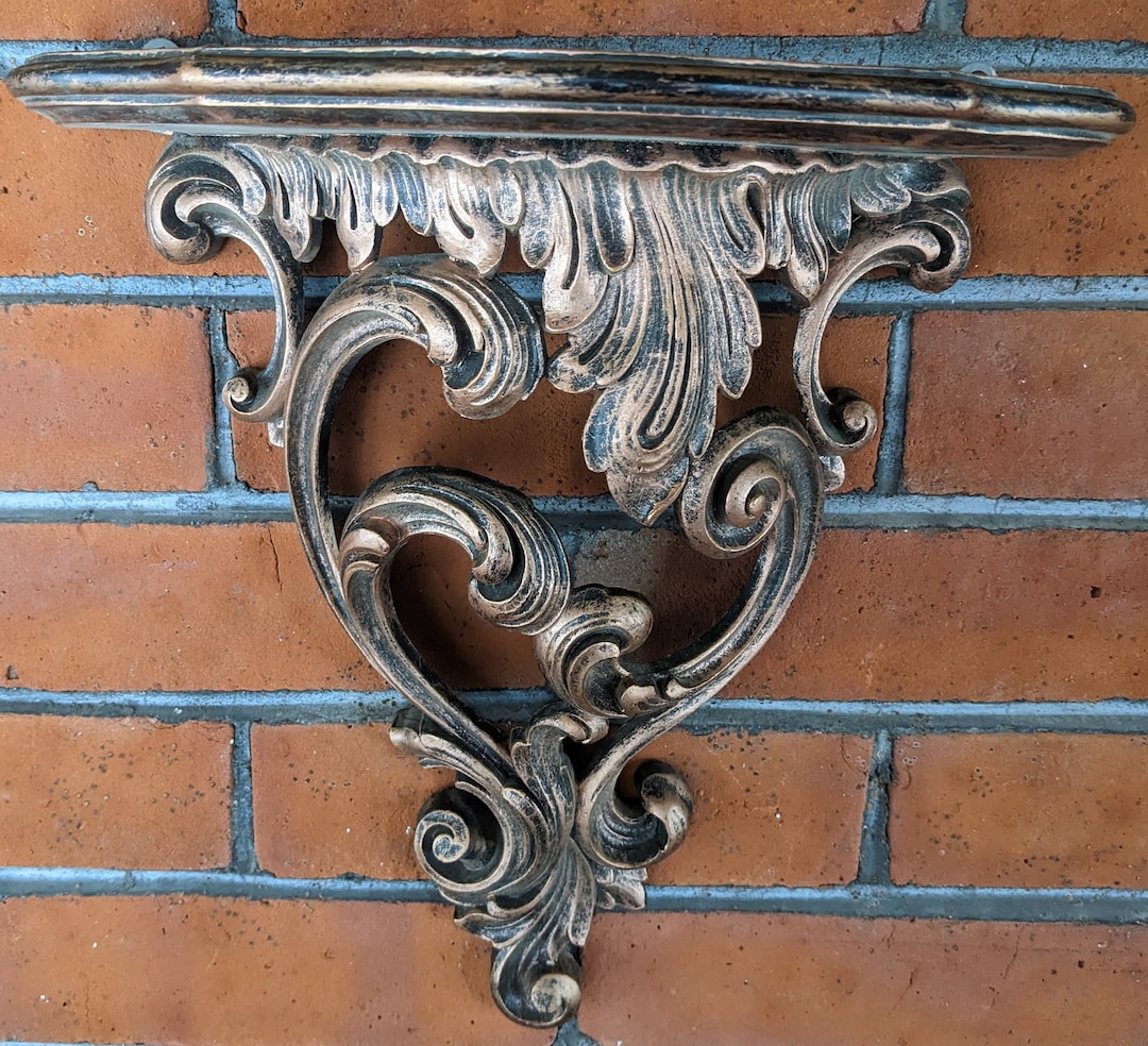 Vintage 1968 MCM Syroco Wall Shelf Ornate Coppertone No. 3504 Etsy