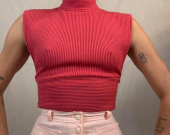 Top senza maniche in maglia a coste vintage Gianfranco Ferré – Prodotto in Italia (taglia 40)