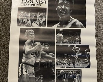 Raro póster promocional de Sonic de los campeones de la NBA Seattle Supersonics de 1979, 23" x 17" vintage