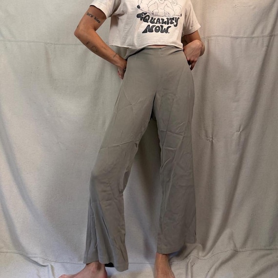 Eileen Fisher, Vintage Eileen Fisher Taupe Silk High Rise Wide Leg Pants Size S