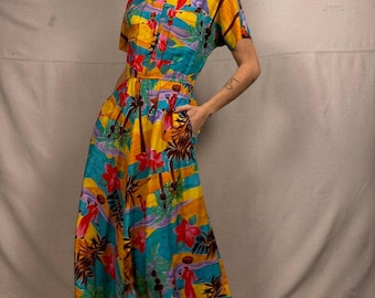 Carol Anderson floral print button front Hawaiian print Women's Multi Dress