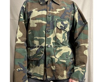 vintage black sheep camo Button Down Coat leader in the field Medium