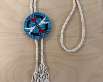 Collar navajo con medallón de cuentas de nativos americanos vintage, borla con cuentas de caballo