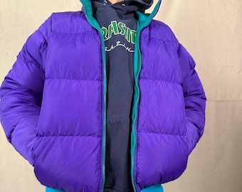 Vintage 1990s Columbia Sportswear Reversible Puffer Jacket / 80s 