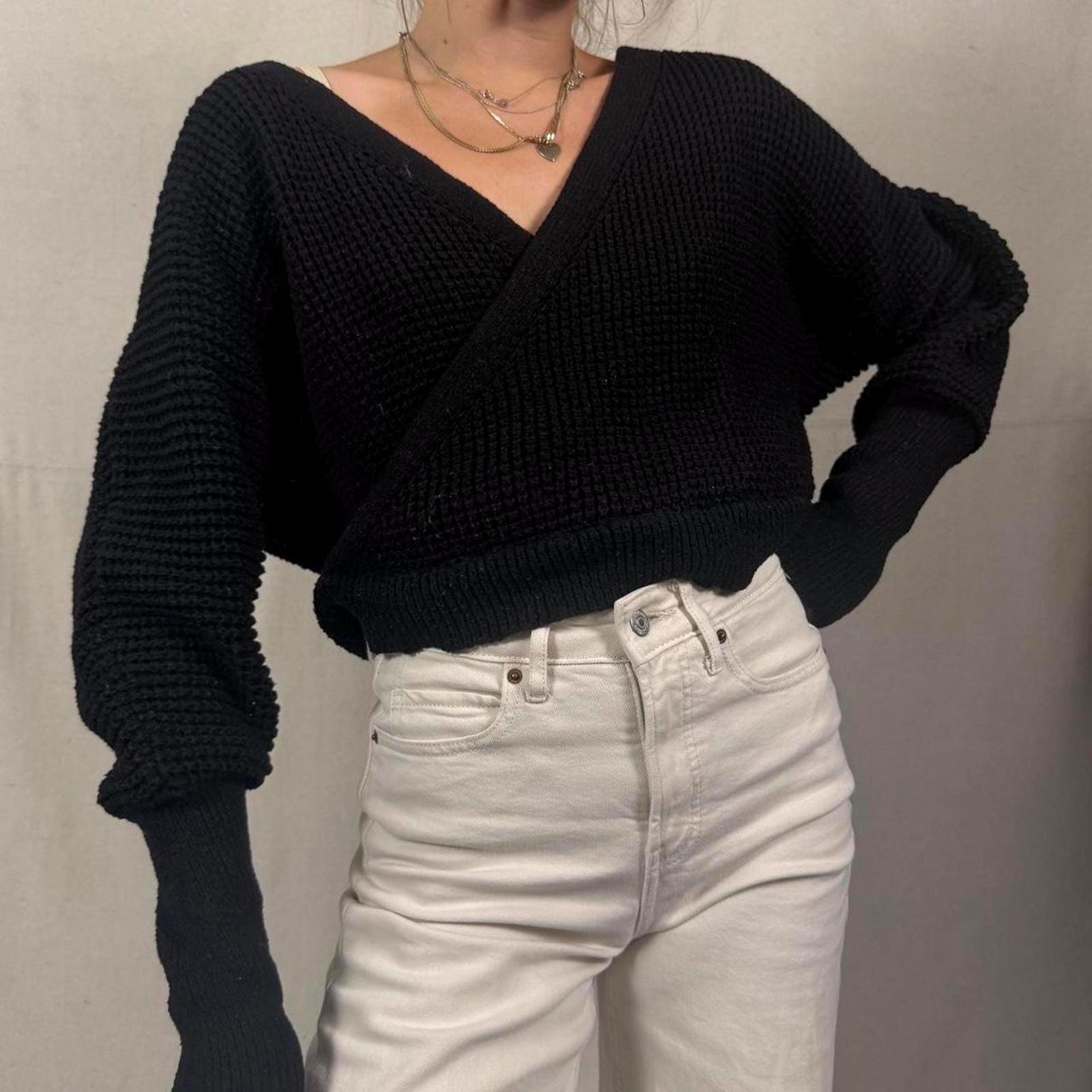 Vintage Black V Neck Sweater - Etsy