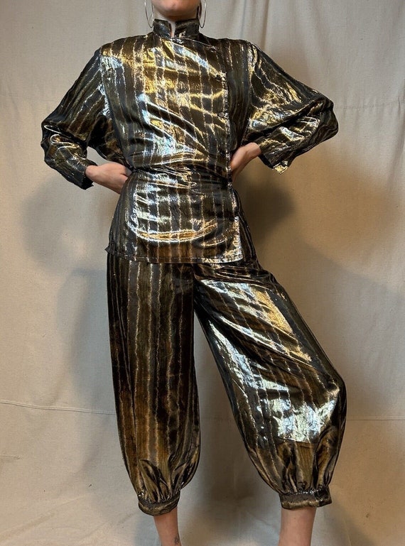 Vintage Saks Fifth Avenue Pant Suit Silk Custom M… - image 4